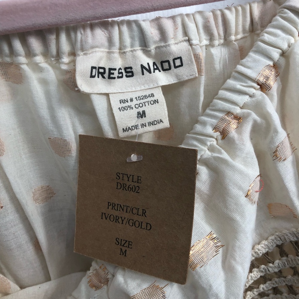 Dress Nado NWT Lined Medium dress Cream Brown Maxi Dress Boho Cotton - Picture 4 of 16
